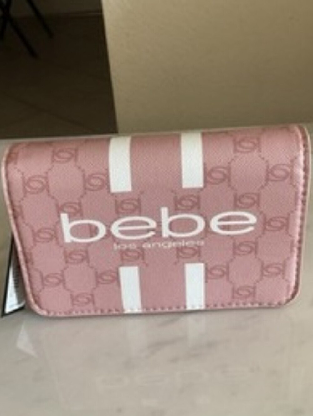 bebe crossbody bag monogram pattern a zip closure NWT